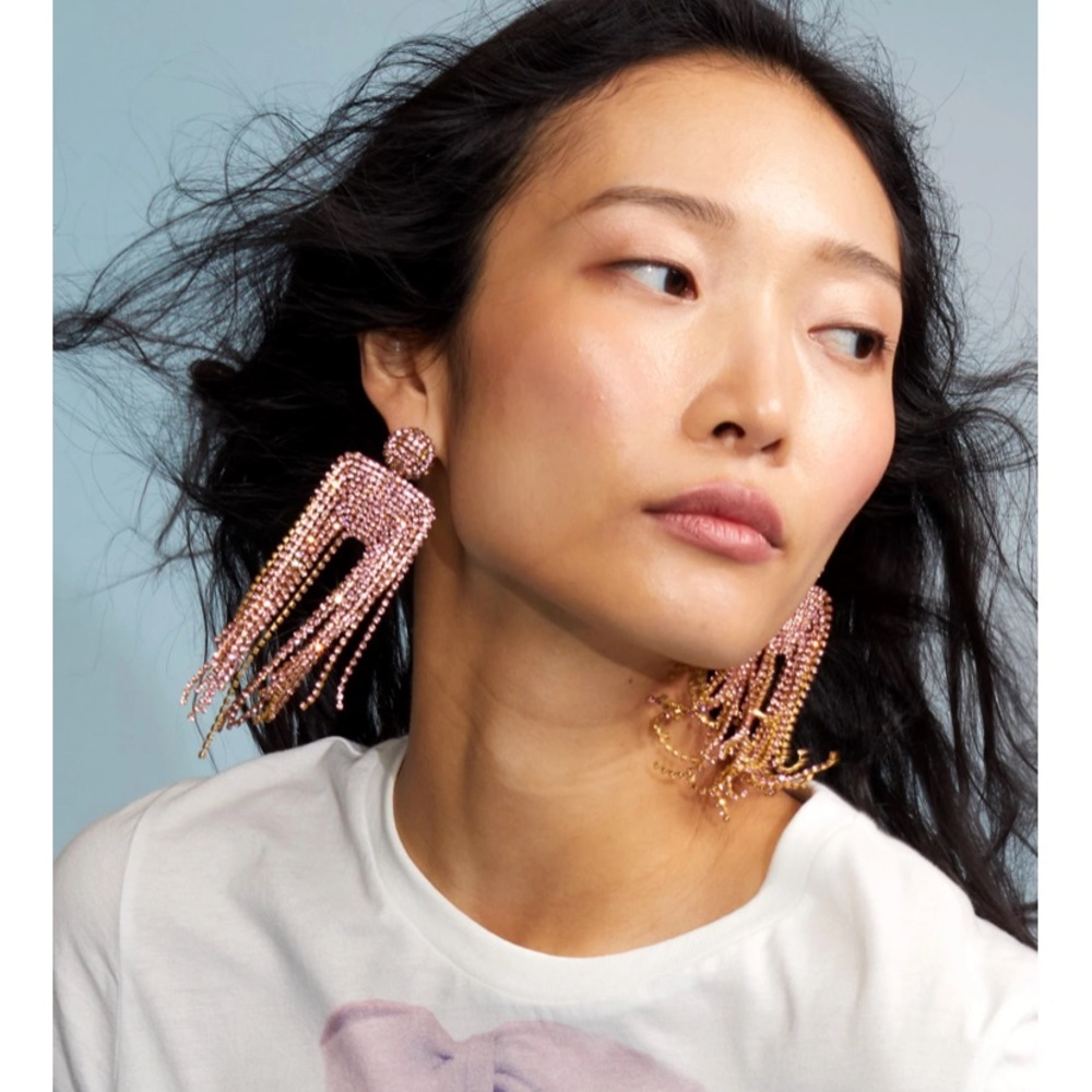 Cynthia Rowley Rhinestone Chandelier Earrings Pink